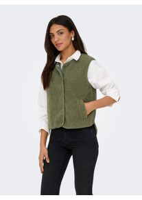 Jacqueline de Yong Pl&uuml;schweste JDY "JDYSIMINA TEDDY WAISTCOAT OTW QIQ NOOS", Damen, Gr. XL, kalamata, Pl&uuml;sch, Obermaterial: 100% Polyester, unifarben, normal, Rundhals, Westen Pl&uuml;schweste, Kunstfaser