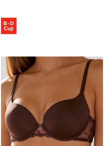 Schalen-BH s.Oliver, Damen, Gr. 90, Cup B, zartbitter, Spitze, Obermaterial: 60% Polyamid, 35% Polyester, 5% Elasthan, BHs Schalen-BH, mit B&uuml;gel & Spitze mit Blumenstickerei, sexy Dessous