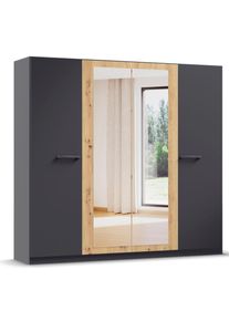 Kleiderschrank OTTO HOME "Mehrzweckschrank Aktenschrank M&ouml;bel Mietswohnung Schlafzimmer MODI", grau (graumetallic, eiche artisan), B:226cm H:210cm T:54cm, Holzwerkstoff, Schr&auml;nke, Kleiderschrank, in angesagten Farbkombinationen, optional mit Spiegel MADE IN GERMANY