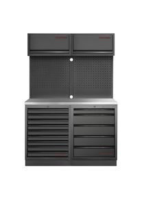 Kraftwerk, Werkstattschrank, MOBILIO BLK Kombi Lochwand Edelstahl (136 cm, 200 cm)