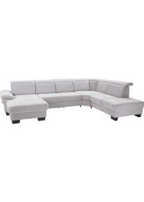 Wohnlandschaft OTTO HOME "Cornwall U-Form", silber, B:360cm H:84cm T:253cm, Struktur fein (100% Polyester);Luxus-Microfaser weich (90% Polyester, 10% Polyamid), Sofas, Wohnlandschaft, inkl. Sitztiefenverstellung, wahlweise mit Schlaffunktion