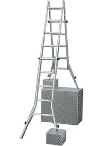 Teleskopleiter Krause "STABILO", silber (silberfarben), B:67cm H:160cm, Aluminium, Leitern, Teleskopleiter