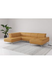 Wohnlandschaft OTTO HOME "Caluna", gelb (curry), B:334cm H:81cm T:235cm, Sofas, Wohnlandschaft, Inkl.Sitztiefenverstellung, wahlweise mit Kopf- und Armteilverstellung