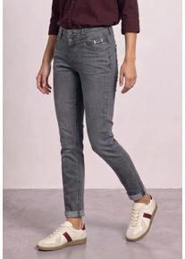 5-Pocket-Jeans Street One "Style Jane", Damen, Gr. 34, L&auml;nge 28, grau (steel grau), Denim/Jeans, Obermaterial: 82% Baumwolle, 15% Polyester, 3% Elasthan, unifarben, normal lang, Jeans 5-Pocket-Jeans, mit Dekodetails / Slim Legs / Stretch