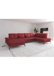 Sit & More Wohnlandschaft SIT & MORE "Amica, U-Form, inkl. Sitztiefenverstellung und Armteilverstellung", rot (feuerrot), B:357cm H:90cm T:231cm, Sofas, Wohnlandschaft, wahlweise mit Kopfteilverstellung, Schlaffunktion und Bettkasten