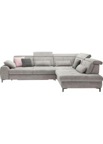 Ecksofa "SO 3400 Sitzh&ouml;he 47cm oder 49cm, Sitztiefe verstellbar, B/T 317/220 cm", beige (famosa ecru), B:317cm H:84cm T:220cm, 100% Polyester, SET ONE BY Musterring, Sofas, Ecksofa, Kaltschaumpolsterung, Flachgewebe, whlw. mit Funktionen, Sitzh&ouml;he 47
