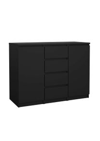 Kommode Home Affaire "Naia, Sideboard, 4 Schubladen, 2 T&uuml;ren, Aufbewahrung, grifflose Front", schwarz (matt schwarz), B:120,8cm H:90,7cm T:50cm, Holzwerkstoff, Sideboards, Kommode, Mit Einlegeb&ouml;den, modern, skandinavisches Design, in mehrere Farben