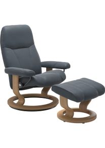 Relaxsessel stressless "Consul", blau (atlantic blau batick), B:72cm H:94cm T:70cm, Leder BATICK: BATICK ist ein leicht korrigiertes, durchgef&auml;rbtes und genarbtes M&ouml;belleder, bei dem die meisten Unebenheiten und Spuren in der Regel entfernt wurden.;Leder PALOMA: PALOMA ist ein durchgef&auml;rbtes Semianilin-M&ouml;belleder mit nat&uuml;rlicher Narbung.;ROHLEDER Stoff Q2 FARON: Ein fester zuverl&auml;ssiger Boucl&eacute; mit