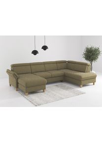 Wohnlandschaft OTTO HOME "Glendale, U-Form", olive, B:321cm H:84cm T:193cm, 100% Polyester, Sofas, Wohnlandschaft, inkl. Kopfteilverstellung, wahlweise mit Vorziehsitz und Bettkasten