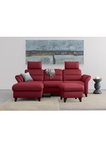 Sit & More Ecksofa SIT & MORE "Mellum L-Form", rot (bordeaux), B:250cm H:87cm T:163cm, 100% Polyester, Sofas, Ecksofa, Federkern, optional Schlaffunktion, Bettkasten & Armteilfunktion
