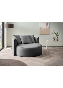 XXL-Sessel "ISALIE Samtoptik, Lesesessel, Loveseat, inklusive Zierkissen", grau, B:153cm H:98cm T:145cm, LeGer Home by Lena Gercke, Sessel, XXL-Sessel, extra gro&szlig;e Sitzfl&auml;che, optional mit Hocker, 3 Bezugsstoffe