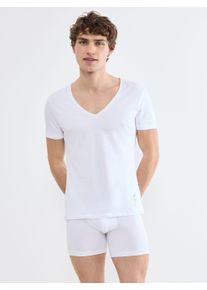 Unterziehshirt Sloggi "SLG Base V Neck Shirt", Herren, Gr. XL, N-Gr, wei&szlig;, Single Jersey, Obermaterial: 95% Baumwolle, 5% Elasthan, Unterhemden Unterziehshirt, weiches und edles Material