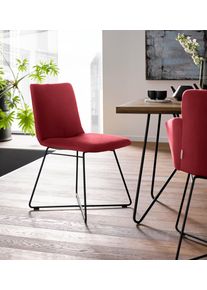 Polsterstuhl W.Schillig "jakob", rot (ruby rot z59, anthrazit pulverbeschichtet), B:49cm H:86cm T:62cm, Chenillegewebe V34 (52% Polyester, 38% Baumwolle, 10% Polyacryl);Longlife Xtra-Leder Z59: Glattleder mit modischer Pr&auml;gung. Hautst&auml;rke 0, 9 - 1, 1 mm;ROHLEDER Chenille-Flachgewebe Q2 W77 (68% Polyacryl, 32% Polyester);ROHLEDER Jacquard-Flachgewebe Q2 W60 (63% Polyester, 37% Polyacryl);Velourgewe