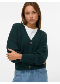 V&eacute;ro Moda Strickjacke VERO MODA "VMLEA LS V-NECK CUFF CARDIGAN NOOS", Damen, Gr. XL (42), gr&uuml;n (pine grove), Strick, Obermaterial: 100% Polyacryl, unifarben, regular fit normal, V-Ausschnitt, Rippb&uuml;ndchen, Strickjacken Strickjacke, Kunstfaser, regular fit