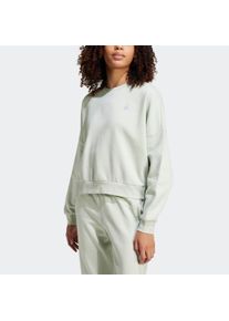 Sweatshirt adidas Sportswear "ESSENTIALS SMALL LOGO FEEL COZY", Damen, Gr. XL, gr&uuml;n (linen gr&uuml;n, wei&szlig;), Obermaterial: 70% Baumwolle, 30% Polyester, Rundhals, angesetztes B&uuml;ndchen, Sweatshirts Sweatshirt