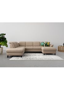 Sit & More Wohnlandschaft SIT & MORE "Maggiore U-Form", grau (taupe), B:312cm T:224cm, 98% Polyester, 2% Polyamid, Sofas, Wohnlandschaft, wahlweise mit Kopfteilverstellung, Schlaffunktion und Stauraum