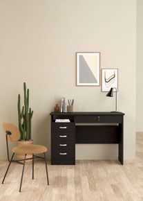 Schreibtisch Home Affaire "Funktion Plus, Arbeitstisch, B&uuml;rotisch", schwarz (esche schwarz), B:109,3cm H:75,6cm T:48,5cm, Tische, Schreibtisch, Computertisch mit 5 Schubladen,1 abschlie&szlig;bar,Breite 110 cm