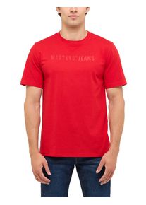 Kurzarmshirt Mustang "Herren Style Austin", Herren, Gr. S, rot, Jersey, 100% Baumwolle, Rundhals, Shirts Kurzarmshirt
