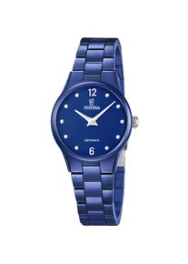 Keramikuhr Festina "Ceramic", blau (blau, blau), Armbanduhren, Damen, Keramikuhr, Quarzuhr, Armbanduhr, Damenuhr, Keramik, analog