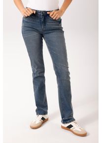 5-Pocket-Jeans Aniston CASUAL, Damen, Gr. 36, N-Gr, blau used, Denim/Jeans, Obermaterial: 98% Baumwolle, 2% Elasthan, leichte Abriebeffekte, figurbetont lang, Jeans 5-Pocket-Jeans, in dezenter Bootcut-Form - NEUE KOLLEKTION