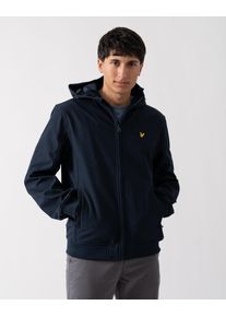 Donker marineblauw softshelljack met fleece aan de achterkant van Lyle & Scott
