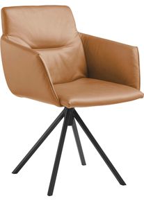 Polsterstuhl Musterring "JustB SP500", gelb (kurkuma), 1 Stk., Longlife Xtra-Leder Z69, nicht drehbar, St&uuml;hle, Polsterstuhl, mit Armlehne, wahlweise mit Drehfunktion, Stativgestell in schwarz