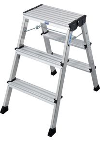 Klapptritt Krause "Rolly", grau (aluminiumfarben), B:40cm H:65cm L:65cm, Aluminium, Leitern, Klapptritt, 2 x 3 Stufen