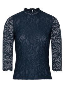 Spieth & Wensky Shirtbluse SPIETH & WENSKY "Amberg", Damen, Gr. 46, blau (dunkelblau), Obermaterial: 90% Polyamid PA. 10% Elasthan EL., gebl&uuml;mt, skinny fit, hoch geschlossener Ausschnitt, Blusen Shirtbluse, in taillierter Form