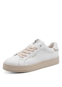 Slip-On Sneaker Tamaris, Damen, Gr. 42, wei&szlig;, Leder, Lederimitat, Textil, clean, unifarben, Basic, Schuhe Slip-On Sneaker, Freizeitschuh, Halbschuh mit Wellenkante und Logoschriftzug