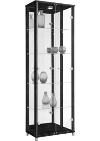 Fif M&ouml;bel Vitrine FIF M&Ouml;BEL "OPTIMA", schwarz, B:57,5cm H:172cm T:32cm, Holzwerkstoff, Sicherheitsglas ESG, Schr&auml;nke, Vitrine, Standvitrine, Vitrinenschrank, Glasvitrine, Sammlervitrine, LED