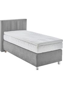 Boxspringbett, grau, B:105cm L:210cm, Bezug: 100% Polyester;Polsterung: 100% Polyester, Westfalia Schlafkomfort, Komplettbetten, Boxspringbett, wahlweise mit Bettkasten und Topper