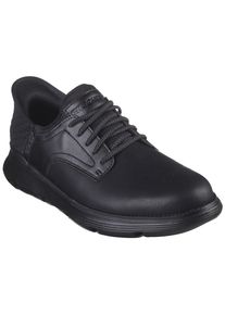 Slip-On Sneaker Skechers "GARZA", Herren, Gr. 42, schwarz, Leder, Schuhe Slip-On Sneaker, Slipper mit Heel Pillow&trade; Fersenkissen f&uuml;r eine optimale Passform