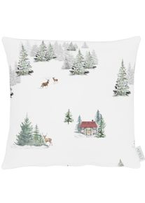 Dekokissen Apelt "8105", wei&szlig;, gr&uuml;n, gemustert, B:40cm L:40cm, Baumwolle, Polyester, Dekokissen_Sitzkissen_Kissenh&uuml;llen, Dekokissen