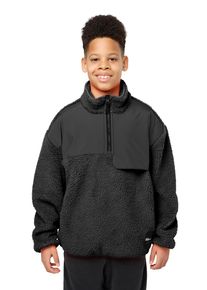 Fleecepullover Jack Wolfskin "Ju Half-Zip Fleece TEEN", Kinder, Gr. 164, grau (granite schwarz), Obermaterial: 100% Polyester, Sweatshirts Fleecepullover, hochschlie&szlig;ender Kragen, mit Rei&szlig;verschluss