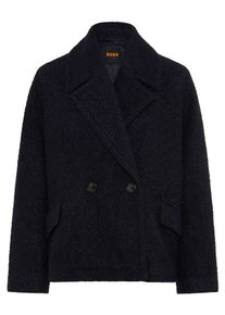 Kurzmantel BOSS Orange "Caban Premium Damenmode", Damen, Gr. 44, schwarz (dunkelblau 404), Web, Obermaterial: 60% Polyester, 40% Wolle, unifarben, loose fit normal, M&auml;ntel Kurzmantel, mit Wolle, Loose Fit