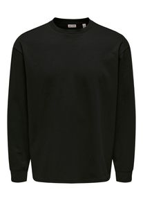 Only & Sons T-Shirt ONLY & SONS "ONSCASPIAN AIRLFEX RLX LS TEE NOOS", Herren, Gr. S, schwarz, Jersey, Obermaterial: 50% Baumwolle, 27% Polyester, 23% Elastomultiester, unifarben, relaxed fit normal, Rundhals, Shirts T-Shirt, Baumwollmischung, relaxed fit