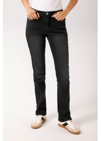 5-Pocket-Jeans Aniston CASUAL, Damen, Gr. 42, N-Gr, bllack used, Denim/Jeans, Obermaterial: 98% Baumwolle, 2% Elasthan, leichte Abriebeffekte, figurbetont lang, Jeans 5-Pocket-Jeans, in dezenter Bootcut-Form - NEUE KOLLEKTION