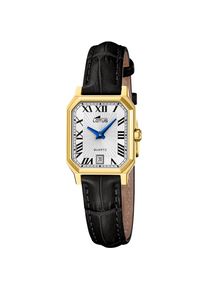 Quarzuhr Lotus "Square Series", gold (schwarz, silberfarben), Armbanduhren, Damen, Quarzuhr, Armbanduhr, Damenuhr, Lederarmband, analog, Tag