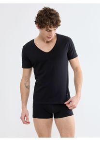 Unterziehshirt Sloggi "SLG Base V Neck Shirt", Herren, Gr. XL, N-Gr, schwarz, Single Jersey, Obermaterial: 95% Baumwolle, 5% Elasthan, Unterhemden Unterziehshirt, weiches und edles Material