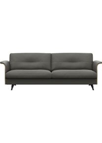 3-Sitzer FLEXLUX "Glow Designsofa, bequem und komfortabel durch hochwertigen Sitzaufbau", grau (warm mineral), B:224cm H:81cm T:91cm, 100% Echteder, Sofas, 3-Sitzer, Skandinavisches Design, In hochwertiger Verarbeitung