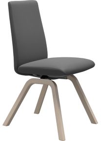 Polsterstuhl stressless "Laurel", grau (grau batick, eiche gekalkt), B:49cm H:92cm T:59cm, Leder BATICK: BATICK ist ein leicht korrigiertes, durchgef&auml;rbtes und genarbtes M&ouml;belleder, bei dem die meisten Unebenheiten und Spuren in der Regel entfernt wurden., St&uuml;hle, Polsterstuhl, Low Back, Gr&ouml;&szlig;e M, mit schr&auml;ggestellten Beinen in Eiche gekalkt