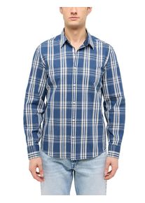 Langarmhemd Mustang "Herren Style Elmore", Herren, Gr. M, US-Gr&ouml;&szlig;en, blau 12932, Hemden Langarmhemd