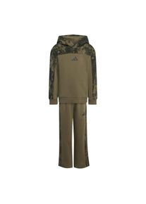 adidas Sportswear Drenge Tr&aelig;ningsdragt 'Seasonal Essentials Hooded Fleece Jogger Set Little' khaki / oliven / m&oslash;rkegr&oslash;n St&oslash;rrelse 122