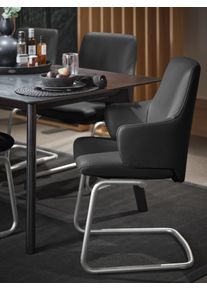 Polsterstuhl stressless "Laurel", schwarz (schwarz batick, chrom gl&auml;nzend), B:58cm H:92cm T:60cm, Leder BATICK: BATICK ist ein leicht korrigiertes, durchgef&auml;rbtes und genarbtes M&ouml;belleder, bei dem die meisten Unebenheiten und Spuren in der Regel entfernt wurden., St&uuml;hle, Polsterstuhl, Low Back mit Armlehne, Gr&ouml;&szlig;e L, mit Beinen aus Stahl in Chrom gl&auml;nzend