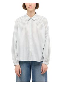Langarmbluse Mustang "Damen Style Flora", Damen, Gr. 36, wei&szlig; (wei&szlig; 12955), Web, 100% Baumwolle, gestreift, regular fit normal, Blusen Langarmbluse