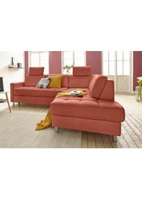 Sit & More Ecksofa SIT & MORE "Pablo L-Form", orange (terra), B:233cm H:80cm T:196cm, Luxus-Microfaser ALTARA NUBUCK (100% Polyester) / Struktur fein (100% Polyester);Luxus-Microfaser ALTARA NUBUCK (100% Polyester) / Struktur (90% Polyester, 10% Polyamid), Sofas, Ecksofa, wahlweise mit Schlaffunktion und Bettkasten