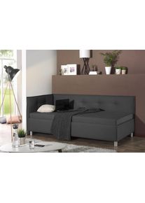 Polsterliege Maintal, grau (anthrazit), B:89cm L:210cm, Komplettbetten, Polsterliege, mit Seiten- und R&uuml;ckenteil