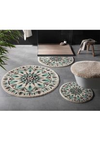 Badematte Grund Gr. 4, beige (natur, gemustert), halbrund (50cm x 80cm ), Badematten, Badematte