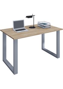 Schreibtisch Vcm "Schreibtisch B&uuml;rotisch Computertisch 140x80 Lona U", braun (silber, sonoma, eiche), B:140cm T:80cm, Tische, Schreibtisch