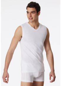 Tanktop Schiesser "Long Life Cotton", Herren, Gr. 7, 100, wei&szlig;, Single Jersey, Obermaterial: 95% Baumwolle, 5% Elasthan, h&uuml;ftbedeckend, V-Ausschnitt, Tops Tanktop, mit V-Ausschnitt, Cotton-Mix